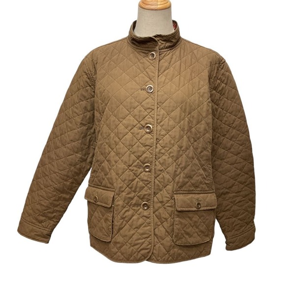 Lands' End Thermolite Reversible Barn Quilted Jacket Brown Floral Print Size‎ L - Picture 2 of 16